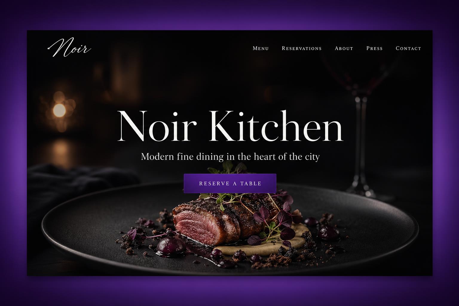 Noir Kitchen website preview